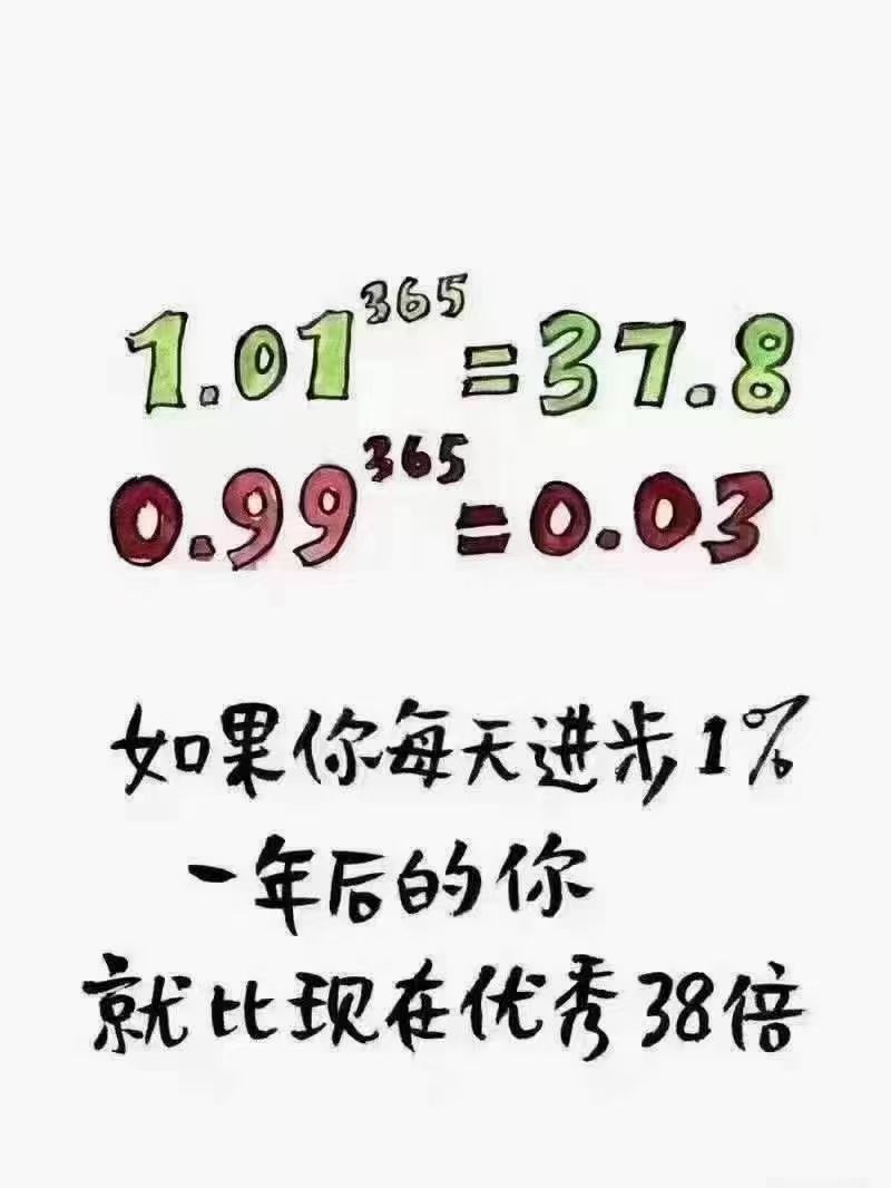 每天进步1% 一年后   就比现在优秀38倍!